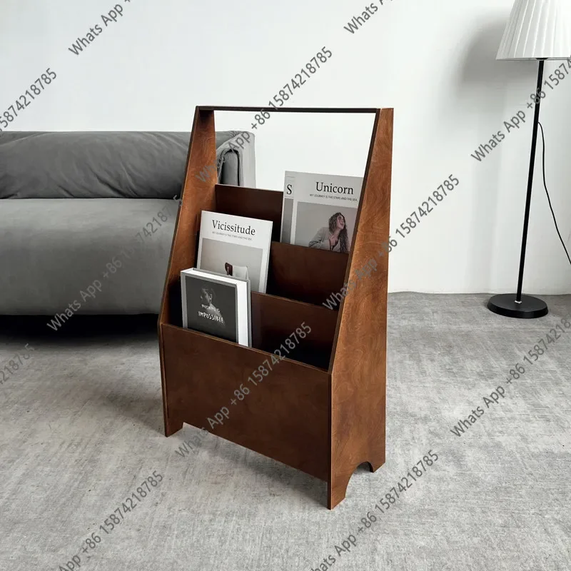N67 Nordic magazine rack simple marine board bookshelf three-layer poster living room medieval display rack storage