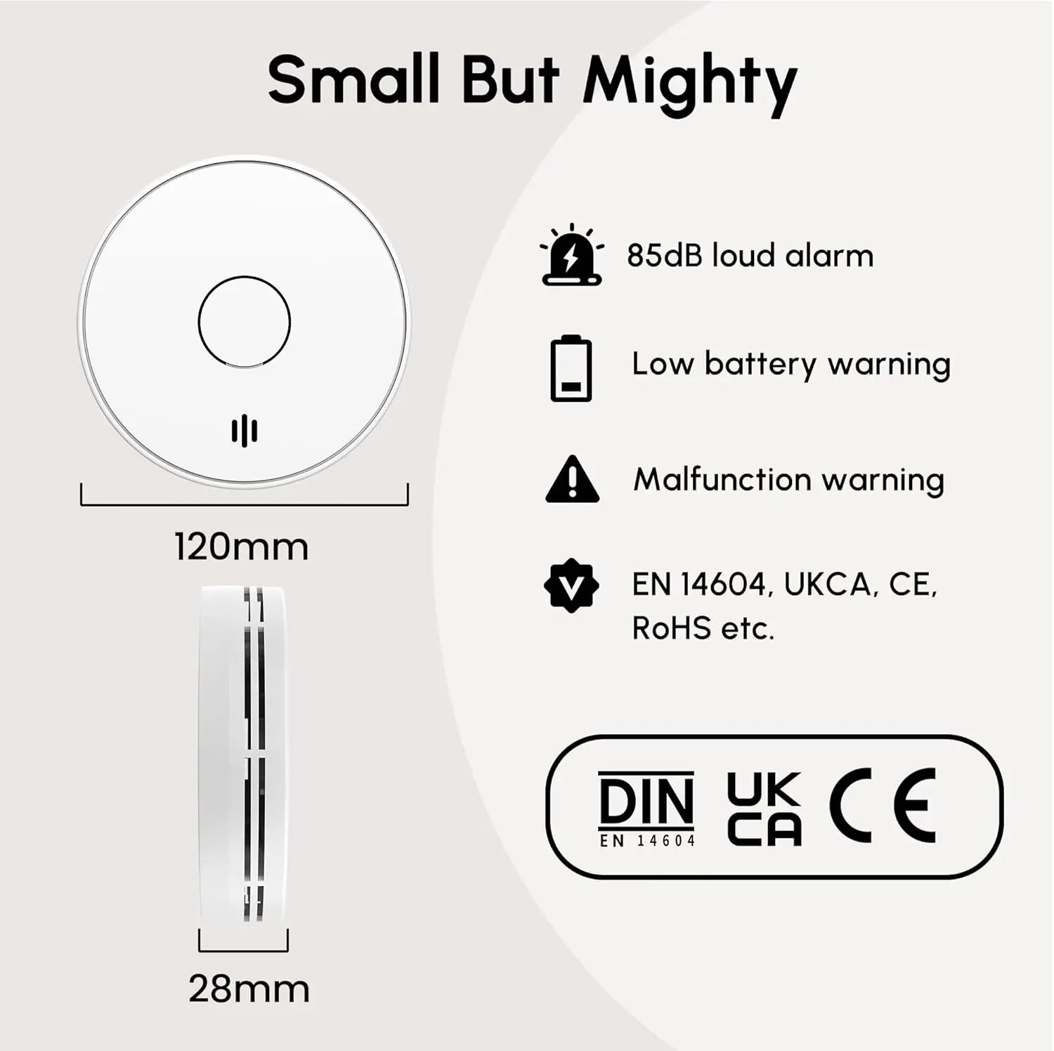 Interconnected Smoke Detector Interlinked Wireless Fire Alarm Home Security protection EN14604 85dB 10 Year Battery Smoke Alarm