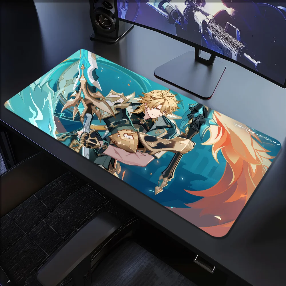 Varka Genshin Impact Game s Mouse Pad Large Desk Mat Keyboard Ergonomic Office Rubber PC Non-slip Anti-fray Home Custom