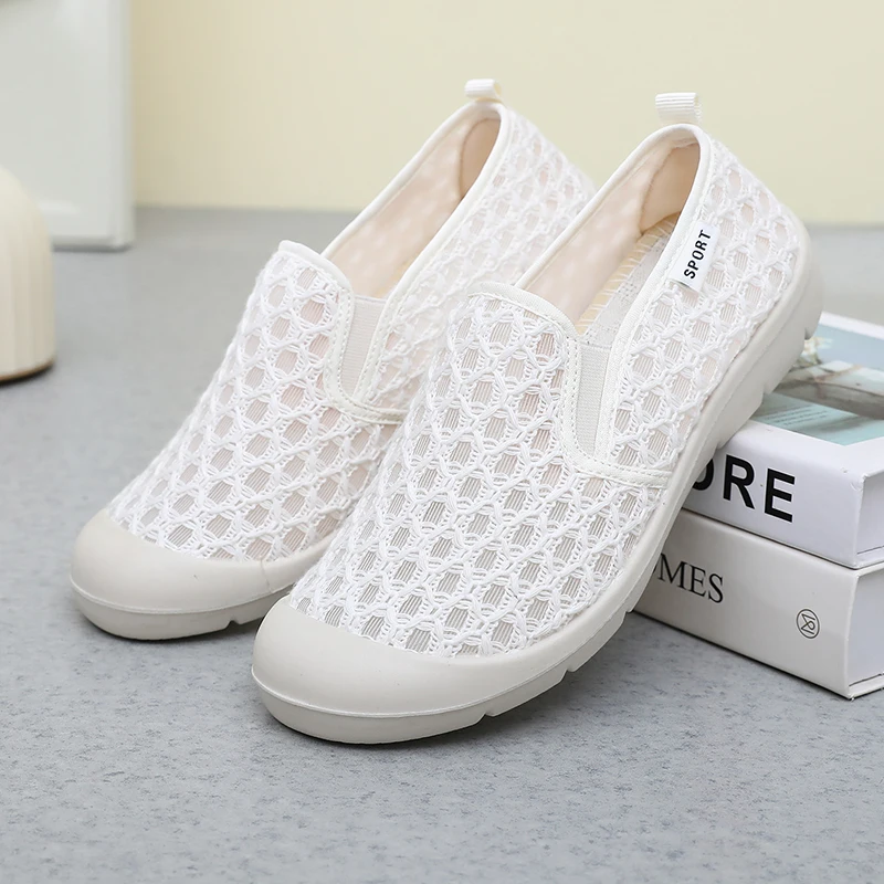 

Новинка 2024 года, простые легкие и мягкие повседневные туфли, летние дышащие, износостойкие, противоскользящие прогулочные туфли, женские размеры 35-42