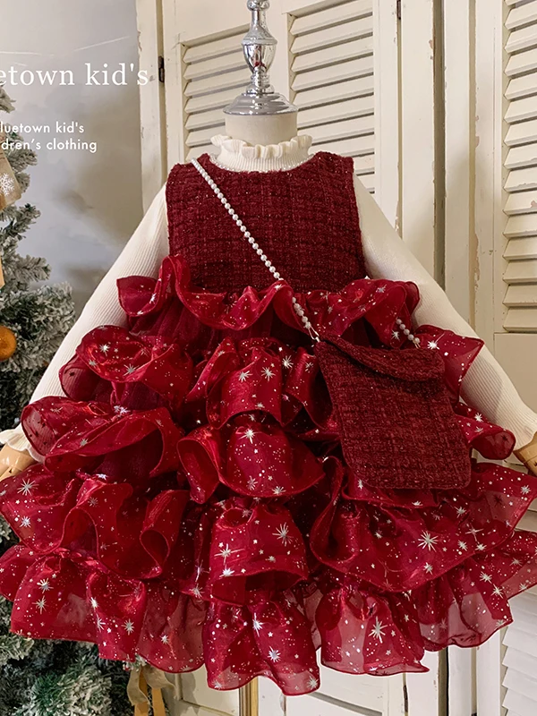 

Жилет на подкладке для девочек, комплект свитера Dr, осень-зима, милая пышная юбка принцессы для дня рождения, комплект из двух предметов Dr Faionable