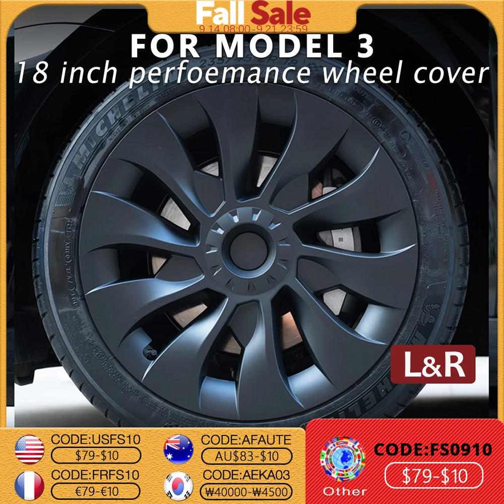 

4PCS Wheel Cover for Tesla Model 3 18 Inch Performance Automobile Replacemen Hubcaps Full Rim Cover Car Accessories 2018-2023