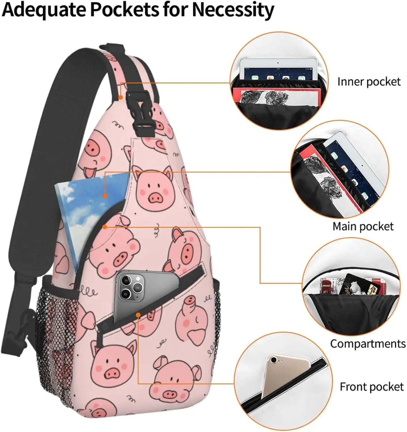 Custom Printed Sling Bag for Women Men Crossbody Shoulder Backpack Chest Bags Gym Travel Hiking Casual Daypack