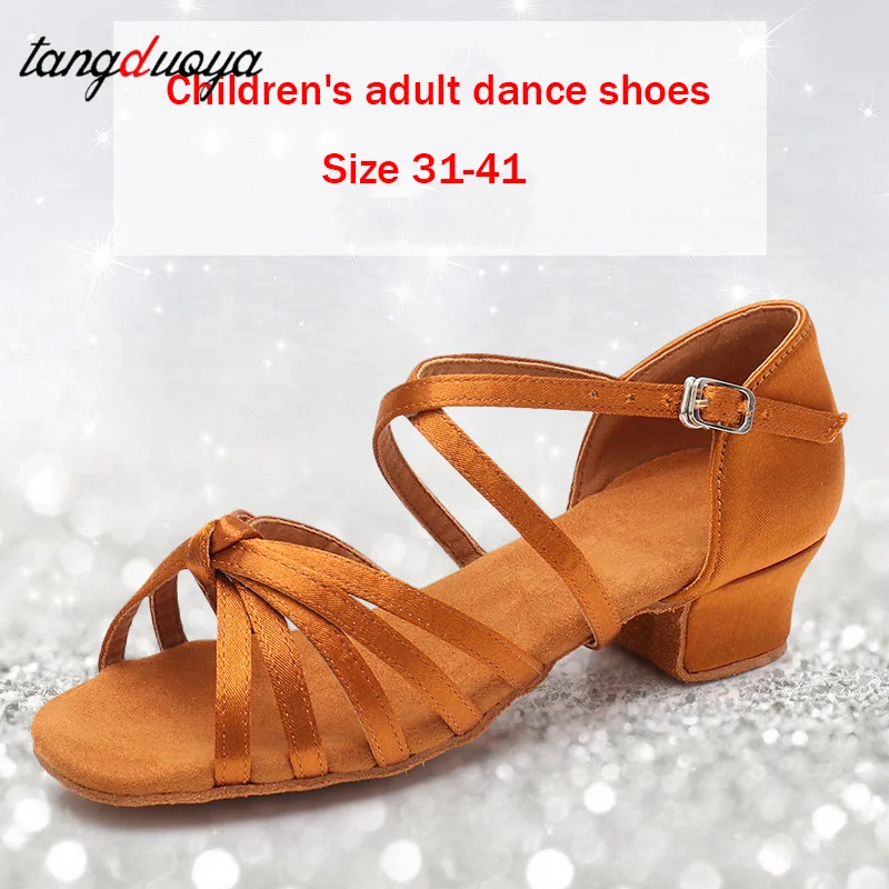 

New Girls Latin Dance Shoes Ballroom Salsa Dancing Shoes Low Heels Children Tango Salsa Sandals Dance Shoes For Ladies Women