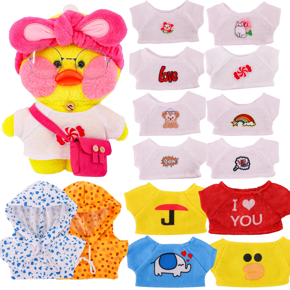 Kawaii 30cm Cafe Duck Doll Clothes T-shirts Hoodie Unique Design Lalafanfan Duck Doll Animal Toys Birthday Gift for Kid Children