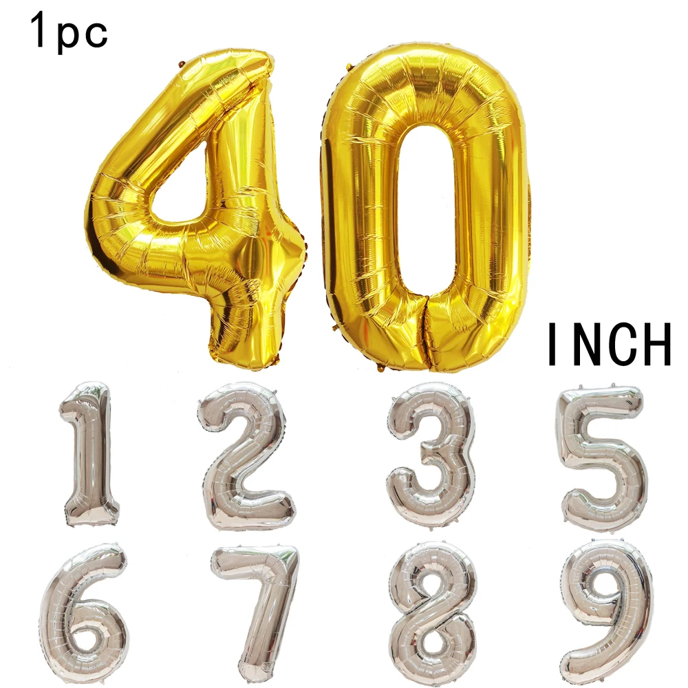 1 pc Large 40-inch digital aluminum film balloon Birthday Party New Year Celebration anniversary decorated self-sealing balloon