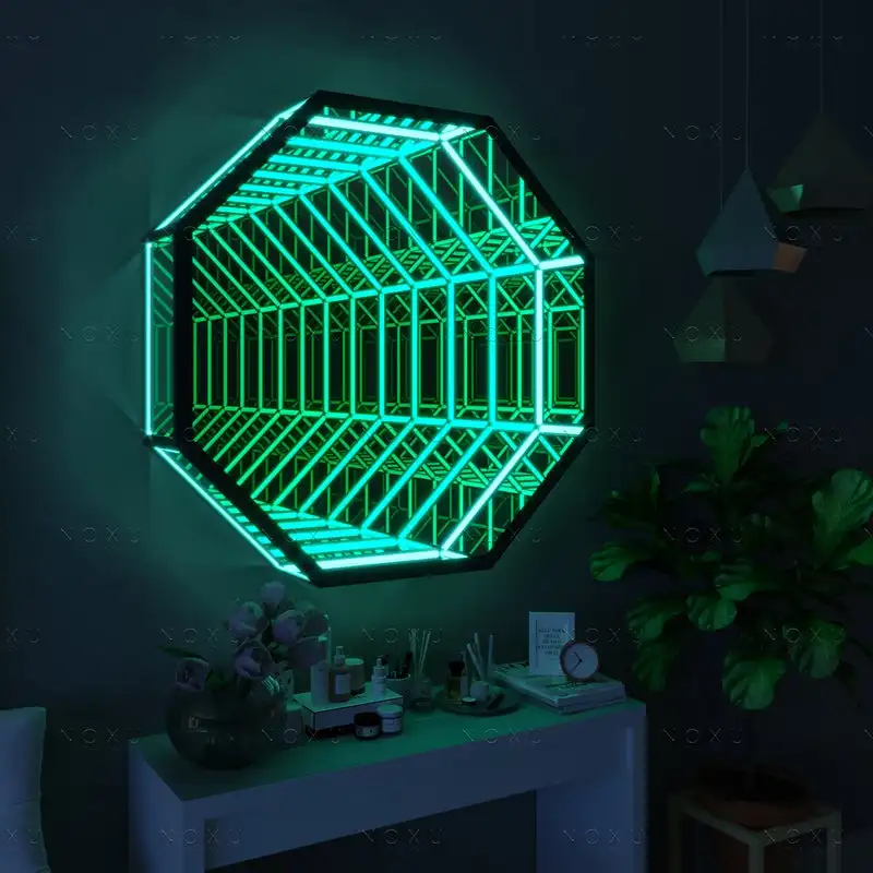 infinity mirror RGB color wifi control decoration hexagon wall lamp