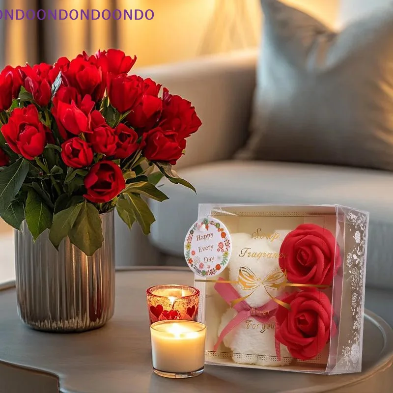 Uroczy zestaw: kwiat ze szpikulca i miś z ręcznika, świetny prezent na Dzień Matki, Boże Narodzenie i urodziny, upominki na baby shower.