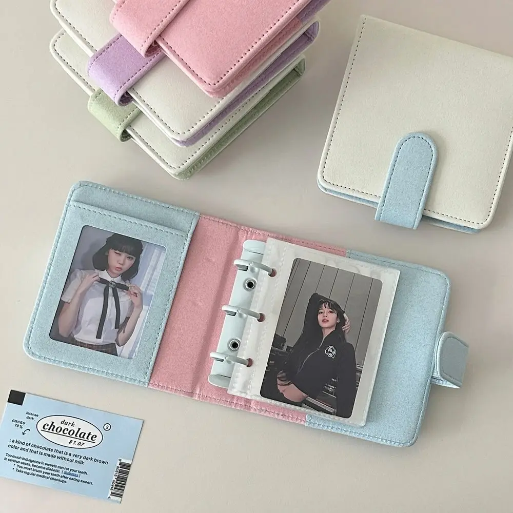 A8 Photo Album INS Binder PU Leather Photocard Holder Solid Color Photocard Collection Books Gift