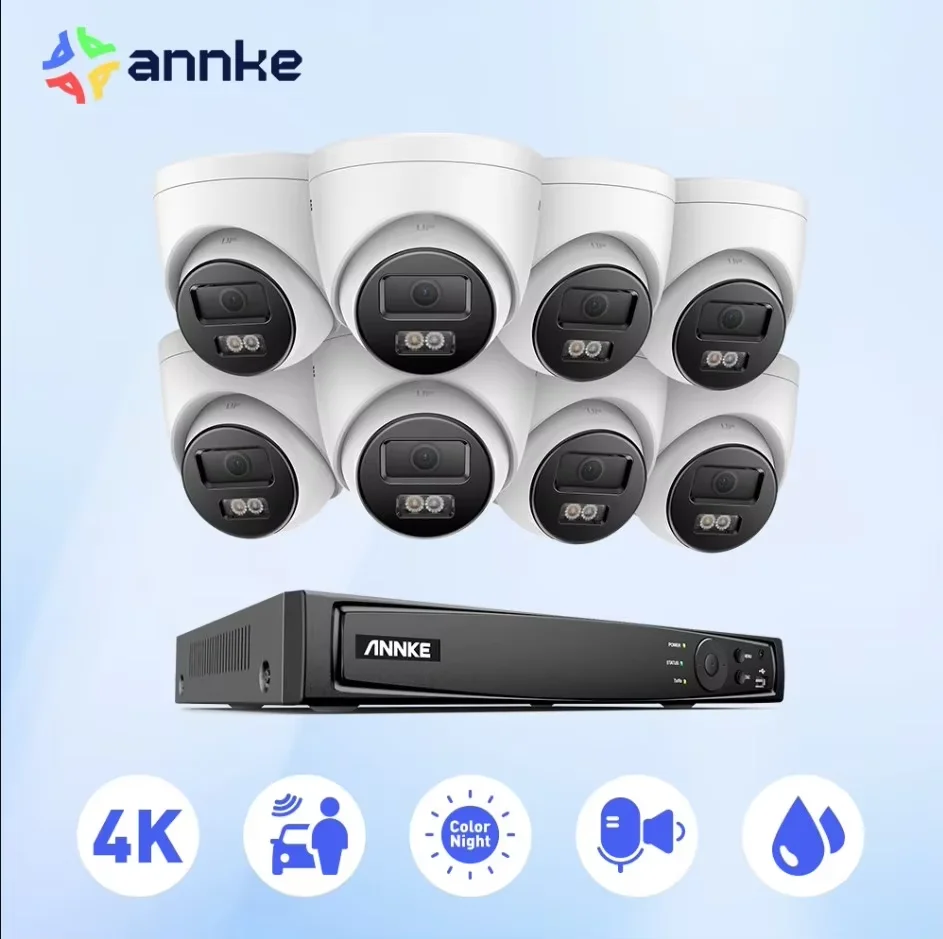 ANNKE 4K Ultra HD POE Video Surveillance System 8CH NVR Recorder With 8MP Security Cameras CCTV Kit Audio Recording 3K Ip camera