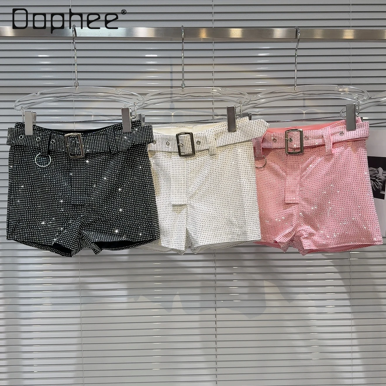 

American Spice Girl Hot Diamond Heavy Industry Shorts Women Light Luxury Heavy Industry High Waist Skinny Summer Sexy Shorts