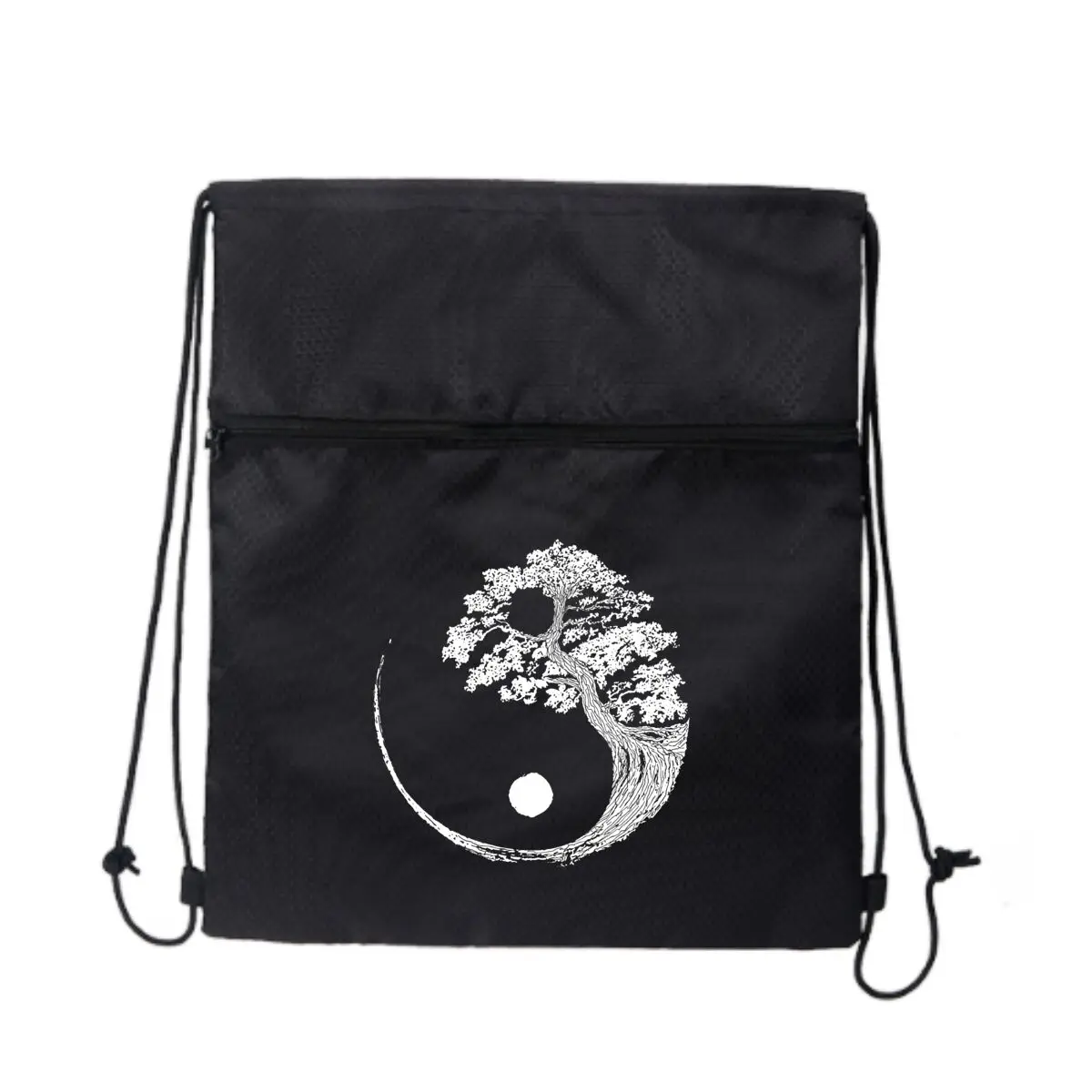 

Bonsai Tree Nature Art Черная сверхлегкая уличная сумка на молнии на шнурке идеально подходит для коротких походов