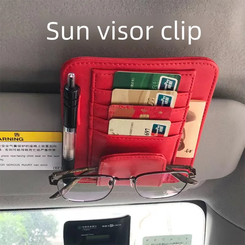 

Sun Visor Multi-Functional Car Glasses Holder Clip Business Card ID Receipt Storage Bag
