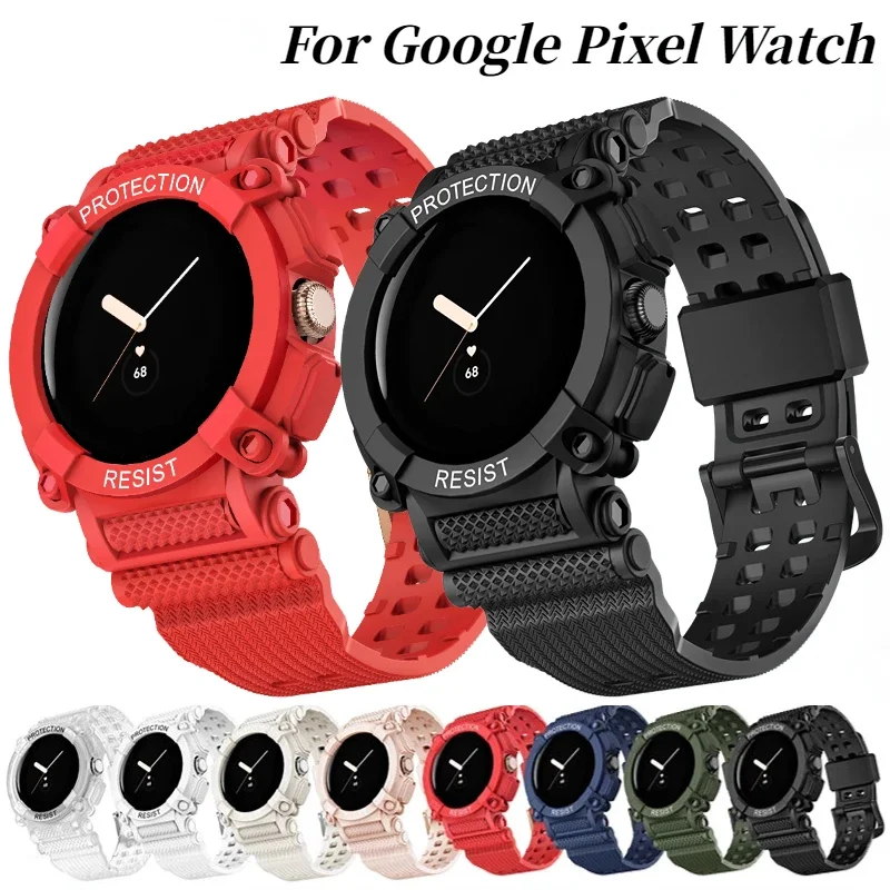 

Watch Case+Silicone Strap For Google Pixel Watch Replacement Bracelet Integrated Fall Protection Case Google Pixel Watch Band