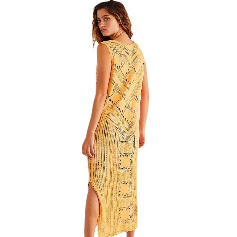 Robe tricotée pour femmes européennes et américaines, couverture de plage ajourée, chemise de protection solaire pour les vacances