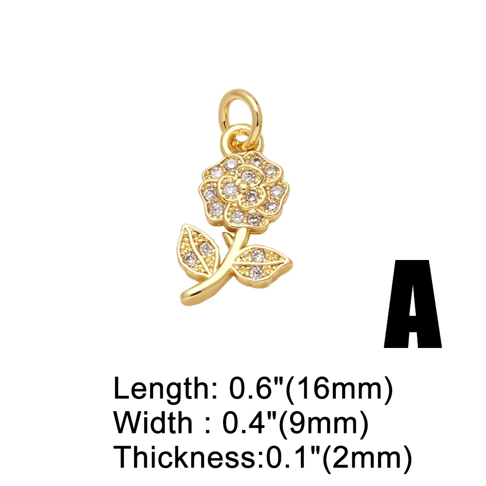 OCESRIO White Crystal Sunflower Charms for Bracelet Copper Gold Plated Cat Elephant Turkish Eye Jewelry Making Supplies chma273