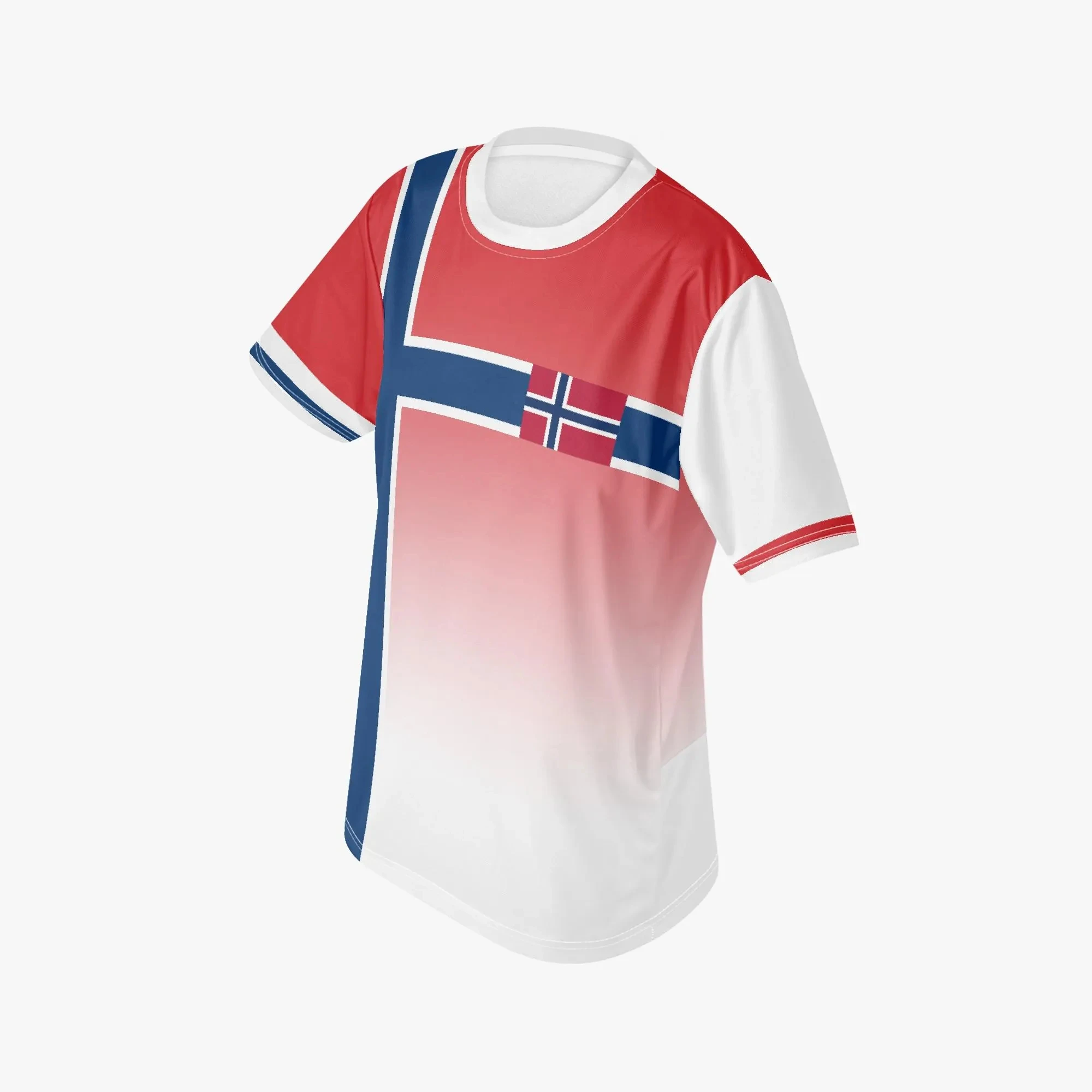 Norway Flag Gradient Football T Shirt Big Nordic Cross Print National Flag Badge Short Sleeve Men Soccer Fan Sports Jersey - view 3