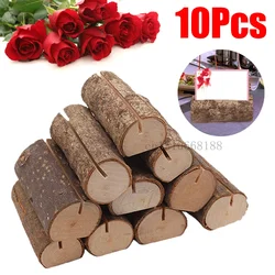 Rustic Natural Wood Place Card Holder 10Pcs Table Wooden Name Number Photo Holders Menu Stand Wedding Party Decoration