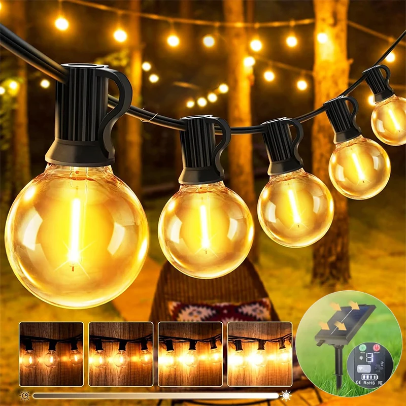 

Fairy Light LED Outdoor Power G40 Bulbs Garden Lighting Balcony IP44 Weatherproof Gazebo String Lights with Remote Control