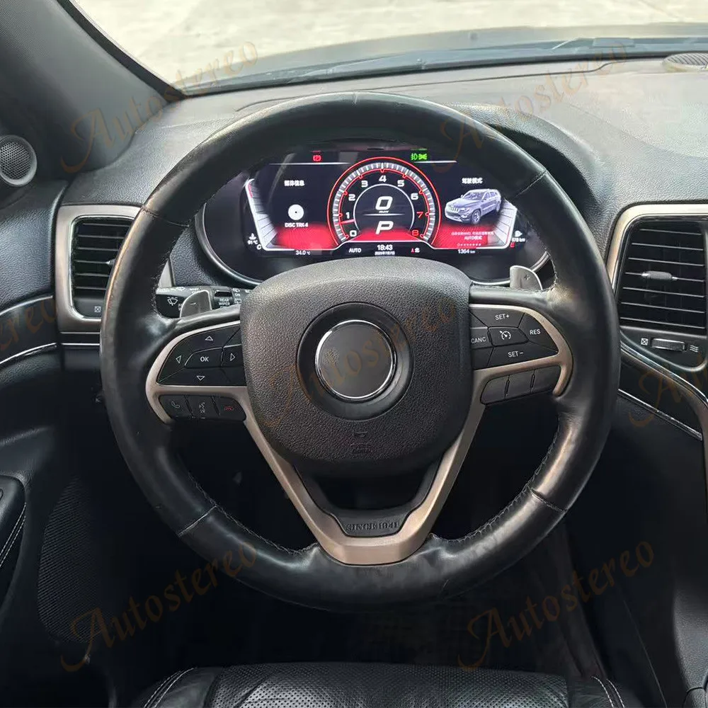 سيارة عداد المسافات الرقمي شاشة Carplay ل جيب جراند شيروكي 2014-2021 سرعة متر قمرة القيادة الافتراضية مشغل العنقودية الرقمية CP