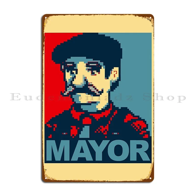 Who Loves Music And Lewis For Mayor Stardew Valley Inspired Campaign Metal Plaque Poster Wall Decor Living Room Tin Sign Poster