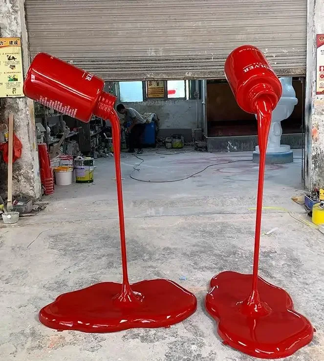 

Custom Large Giant Lipstick Art Sculpture Resin Lipstick Statue Nail Polish Bottle Cosmetic Props for Cosmetic Display