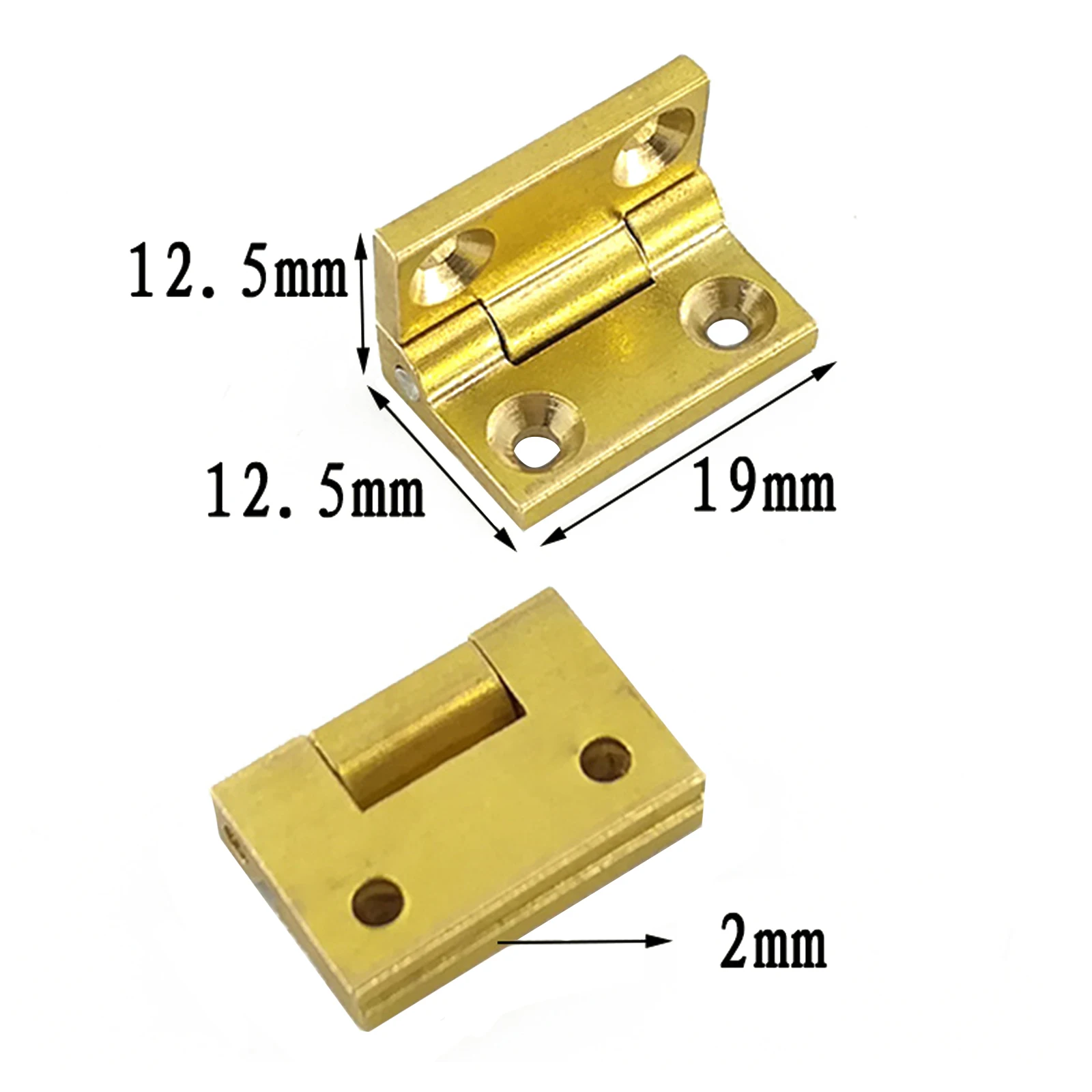 2Pcs Solid Brass Furniture Hinges 19*12.5mm Cabinet Drawer Butt Hinges Connectors For Jewelry Chest Wooden Box Furnture Fittigns