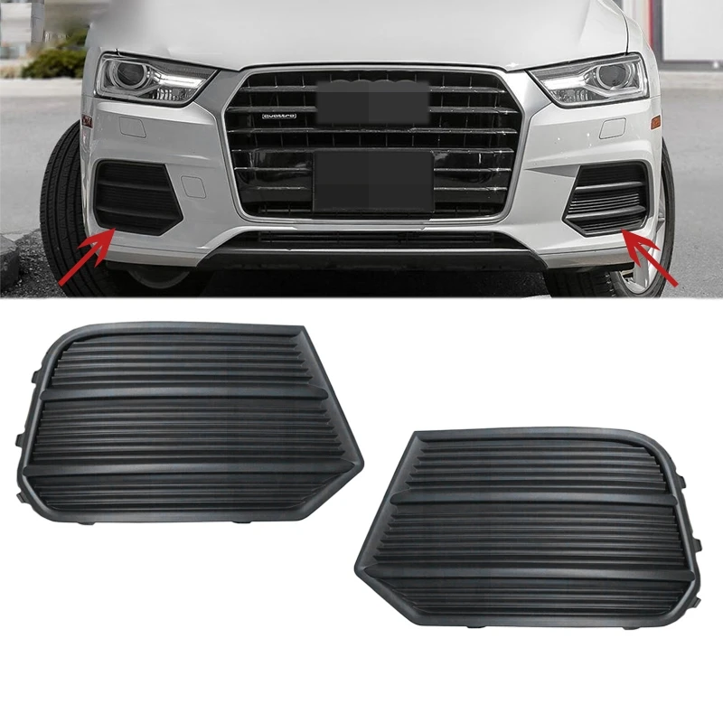 Front Pair Left Right Lower Bumper Grille Fog Light Grille Bezel for -Audi Q3 2016 2017 8U0807681P 8U0807682P