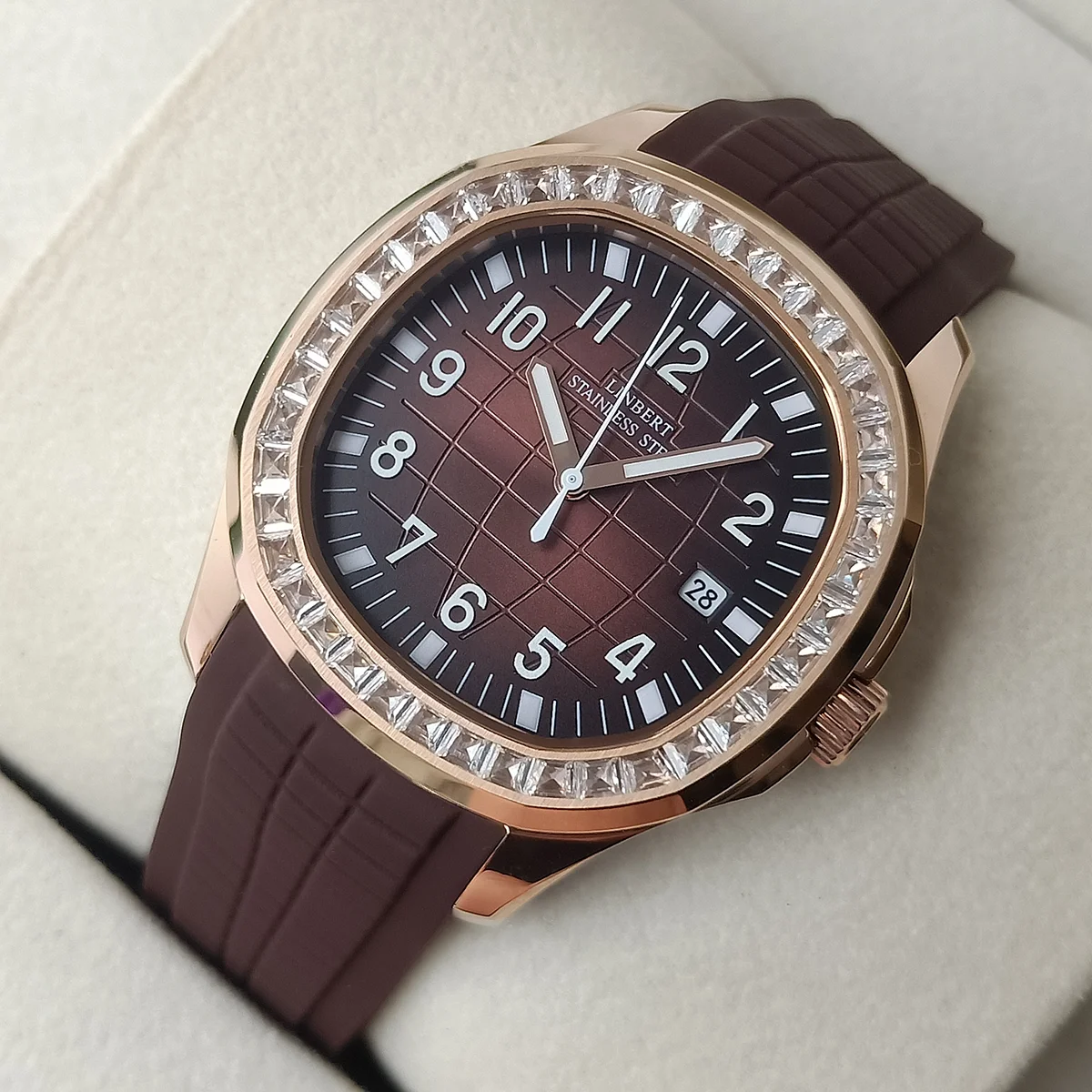 

Новые мужские часы Limbert из розового золота с бриллиантами, роскошные брендовые мужские часы, настоящие светящиеся водонепроницаемые автоматические механические часы, изготовленные из