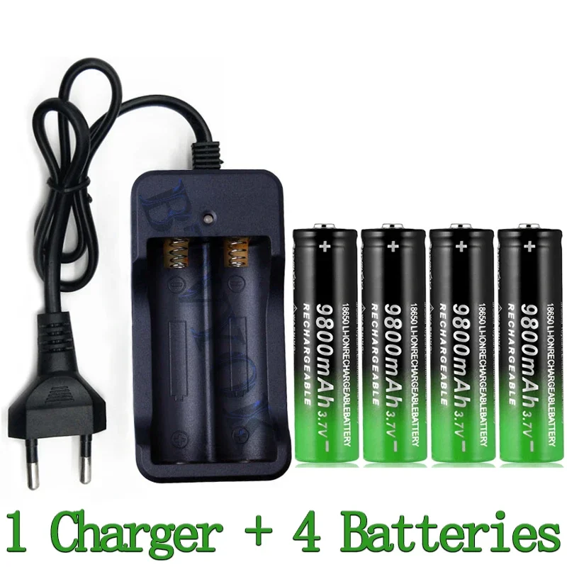 

New 18650 Battery 9800mAh Capacity Rechargeable Battery 3.7V Li-ion Rechargeable Battery For Flashlight Torch Battery+Charger