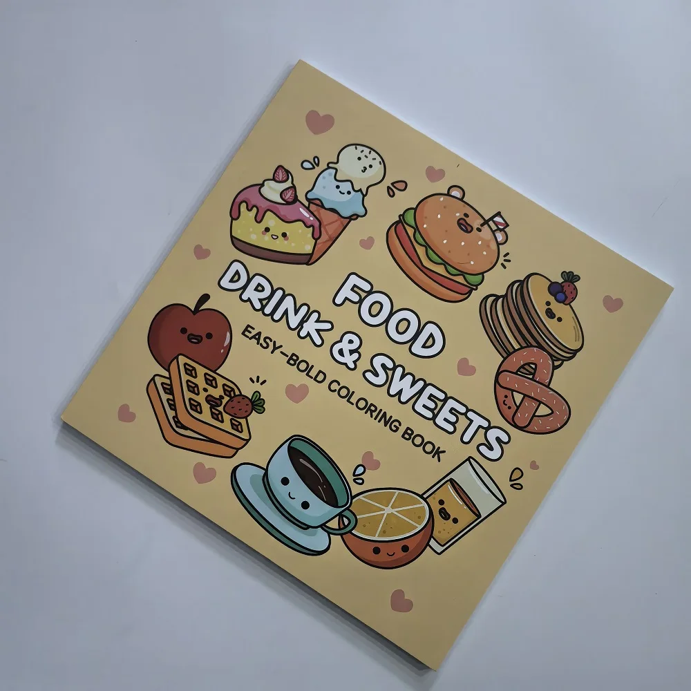 Food Drink & Sweets Easy-bold Coloring Book for Adults Cute Drawing Book Perfect Gift for Christmas Party and Birthday