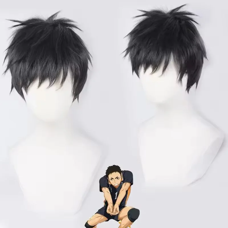 Haikyuu!! Hajime Iwaizumi Cosplay Wig Sawamura Daichi Short Black Hair Anime