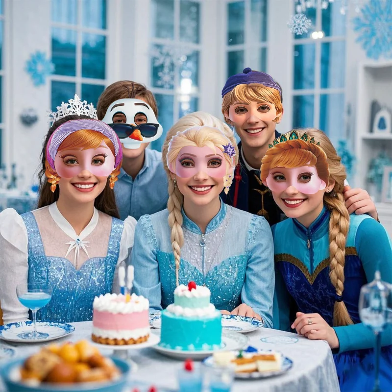 12 قطعة قناع ديزني فروزن لوازم الحفلات آنا إلسا فروزن ورقة نظارات قناع الفتيات عيد ميلاد التصوير الدعائم هدايا الحفلات #4