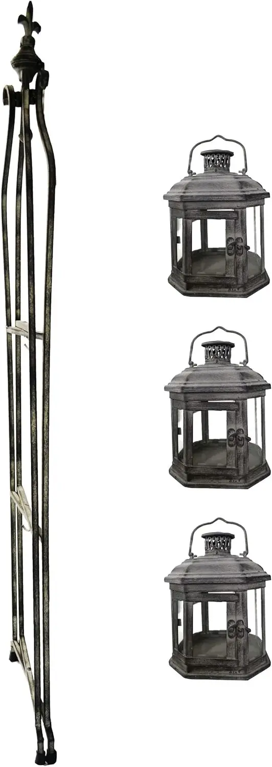 

Metal Candle Lanterns with Stand Three-tier Lantern Stand for Yard Product Stylish Metal Candle Holders Elegance