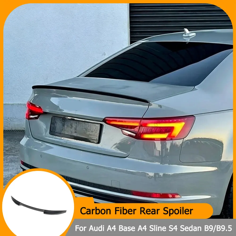

Car Rear Trunk Spoiler Boot Lip Wing Lid for Audi A4 Base A4 Sline S4 Sedan B9/B9.5 2016-2025 Carbon Fiber Rear Spoiler