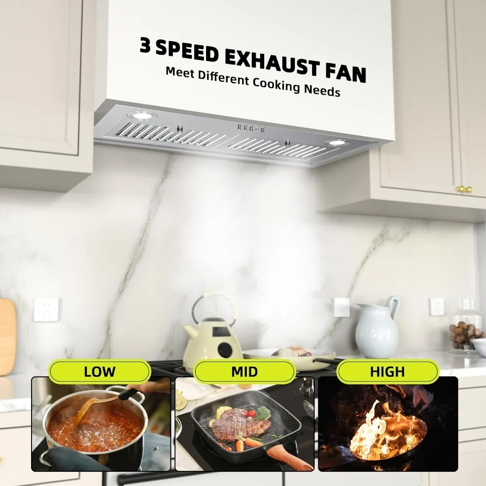 Built-in Kitchen Hood Insert, duto e Ductless capa de ventilação conversível, 600 CFM, 30 em