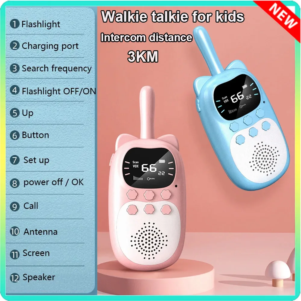 2PCS Children's Walkie-Talkie 3KM Parent-Child Interactive Toys Boys Girls Mini Wireless Phone, Walkie talkie For KIDS,Baby Gift