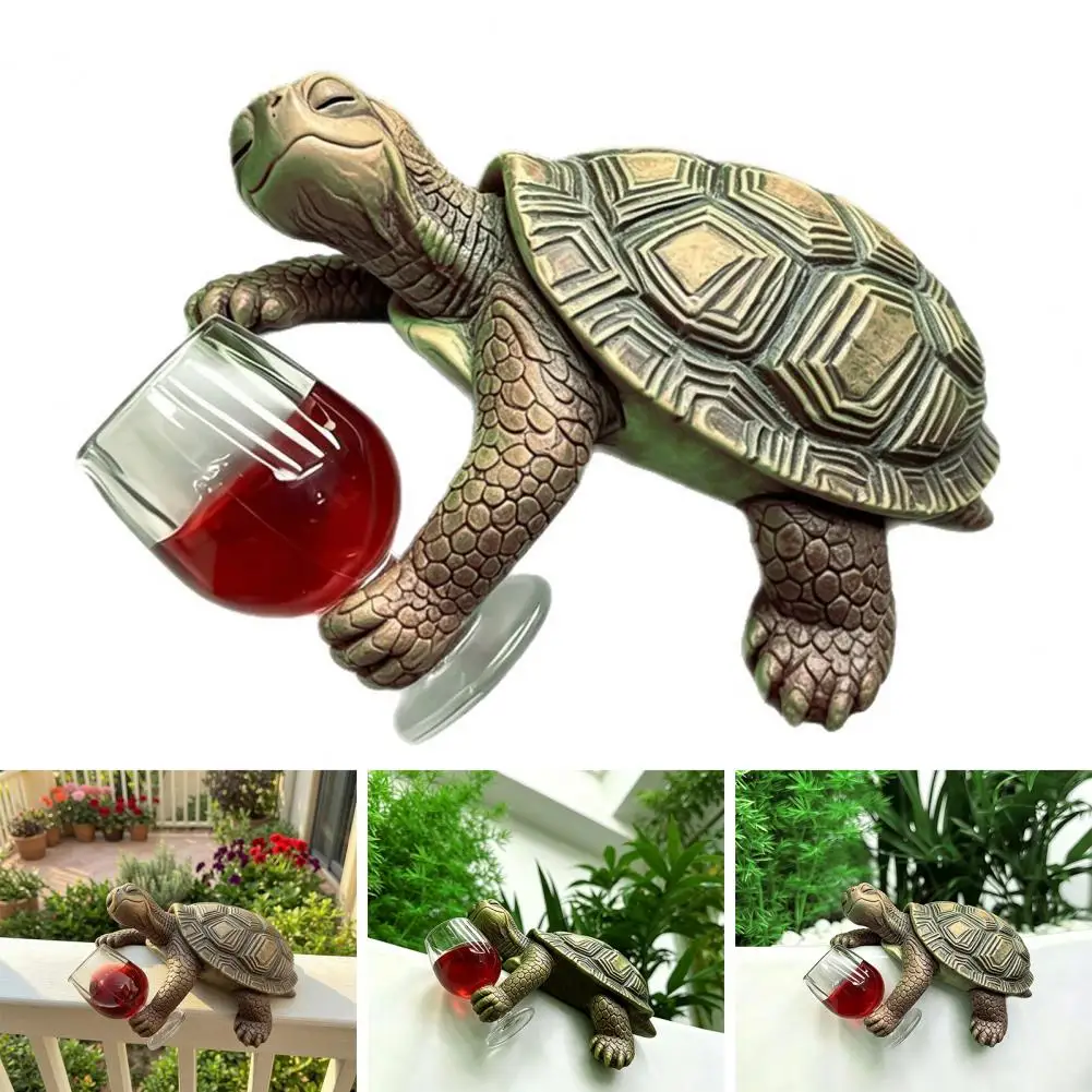 Small Plant Hanger Resin Figurine Wine Drinking Turtle Figurine Resin Plant Pot Hanger Flowerpot Edge Decoration Statue for Home