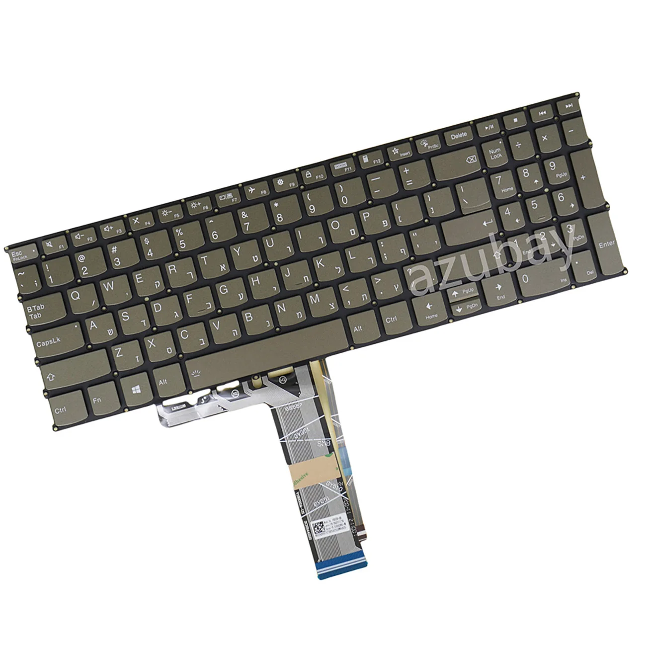Backlit Brown Keyboard For Lenovo IdeaPad 5 2-in-1 16AHP9 83DS 16IRU9 83DU,Slim 5 15IRH9 83G1, 5 15IRU9 83D0, 5 15IRH9R Hebrew