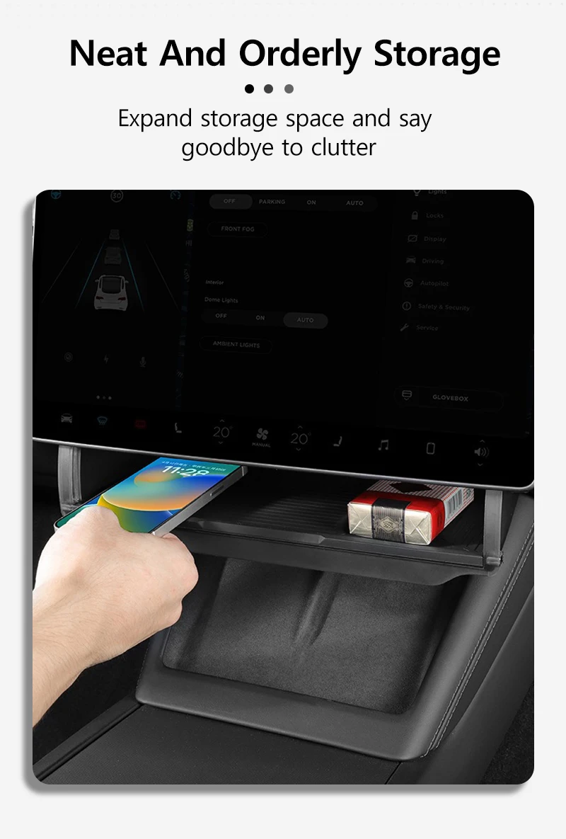 Unterbild-Aufbewahrungsbox für Tesla Model 3, Highland, versteckte Falte, Aufbewahrungsbox, Auto-Aufbewahrung, Modifikationsteile, Innendesign – Detail 5