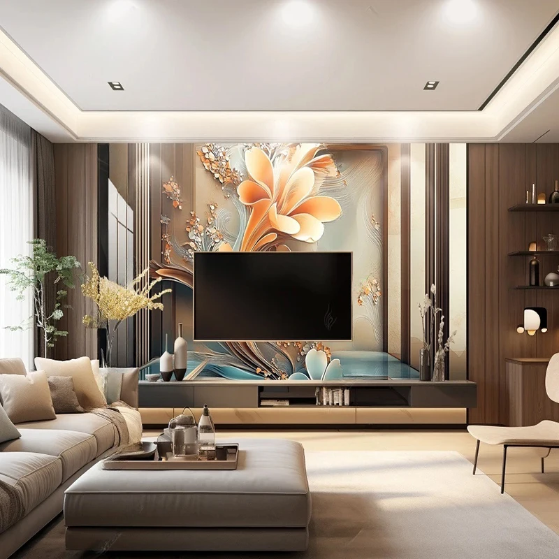 

Custom Large Size Photo Wallpaper 3D Stereo Embossed Flowers Wall Mural Living Room Sofa Backdrop Painting Modern Art Home Decor