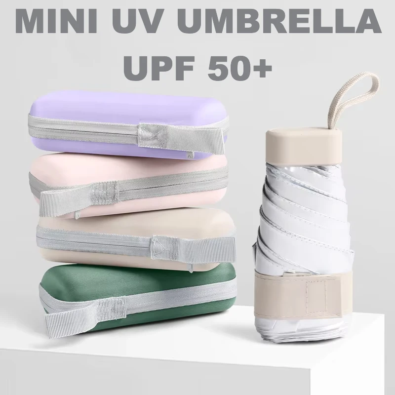 

Мини-зонтик от солнца и дождя, титановый, серебристый, UPF50+, женский