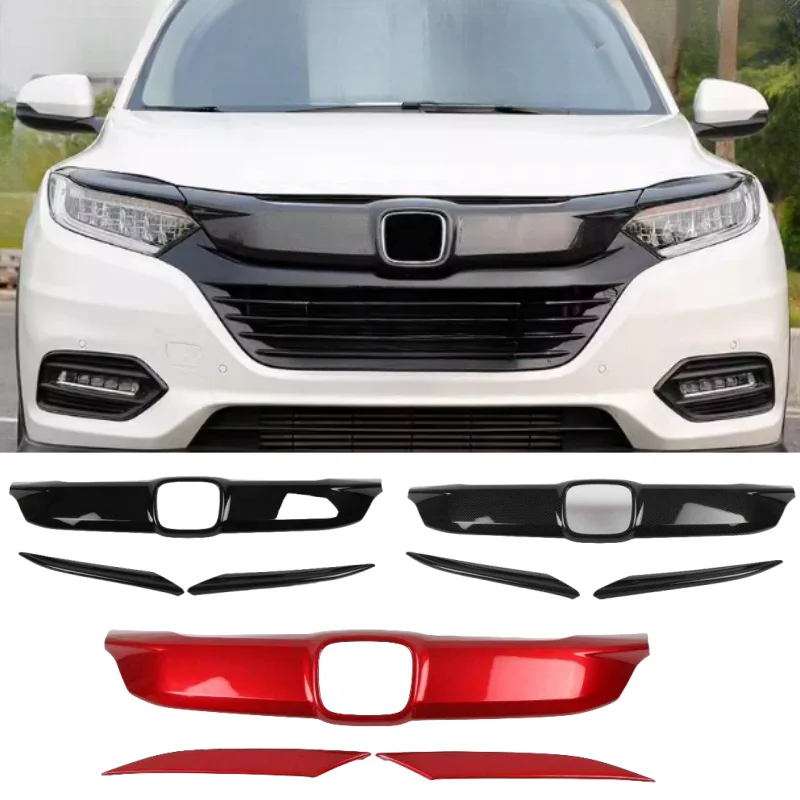 

For Honda HR-V HRV Vezel front hood center grille car styling frame decoration center grille trim strip sticker ABS 2019-2021