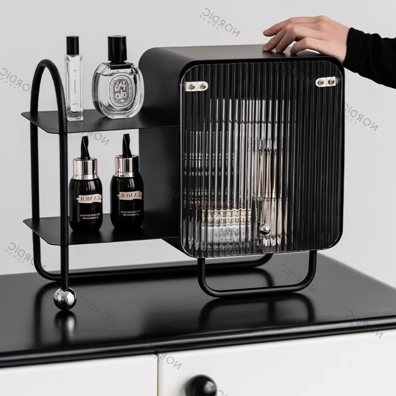 

Minimally Designed Desktop Shelf, Multifunctional, Lightweight, Luxurious, Dust-proof Storage Cabinet, Cosmetics Storage Box