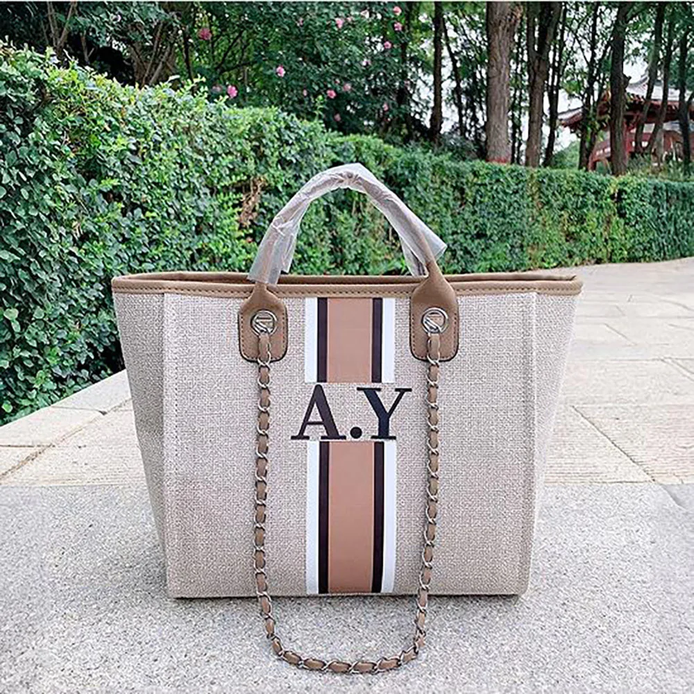 Персонализированные подарки, большая сумка, сумка высокого качества, дорожная сумка, парусиновая сумка для невесты, подарок в полоску, модный настраиваемый дизайн, имя, большая вместимость