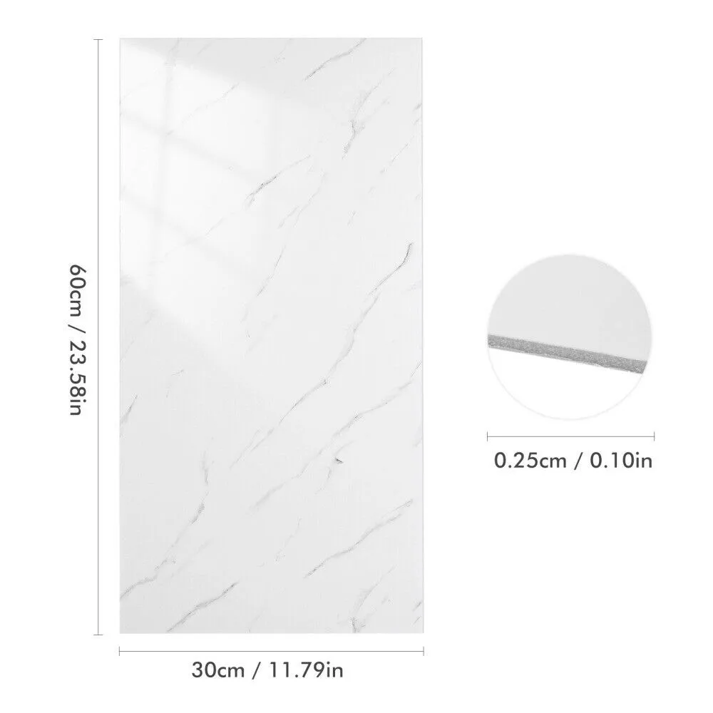 10x Self-adhesive Marble Tiles Sticker Waterproof 30cmx60cm Tiles Floor Stickers PVC Tile  Kitchen Bathroom Wall Sticker