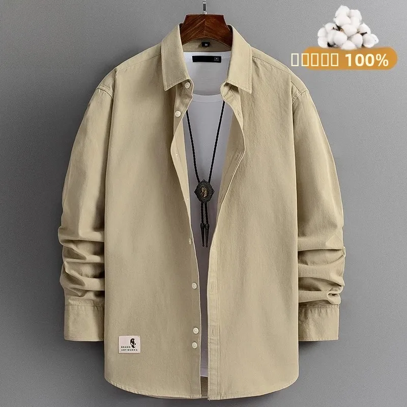 

Pierre Cardin Men's 00% Cotton Long Sve irt Casual Loose Fit Autumn New Sle Pure Cotton Men's Faion Jaet