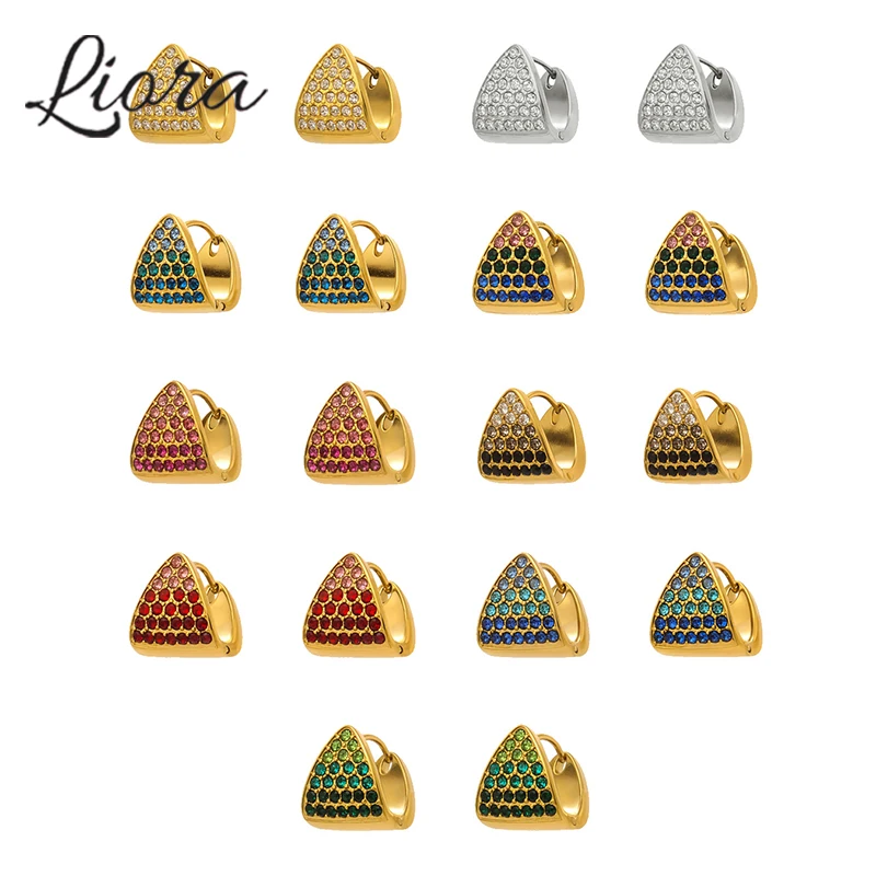 

Серьги-кольца Liora с цветным кубическим цирконием для женщин, нержавеющая сталь, предотвращающие аллергию, позолоченные серьги с PVD-покрытием, свадебные украшения