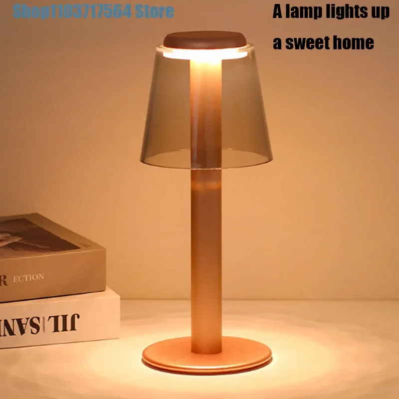 All aluminum charging table lamp USB modern simple creative restaurant table lamp bedside atmosphere light night light cross-bor