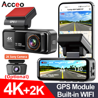 Acceo 4K Dashcam WIFI CAR Video Recorder Dual Lens Front 4K And Rear 2.5K Support GPS Rearview Camera Night Vision 24H Parking